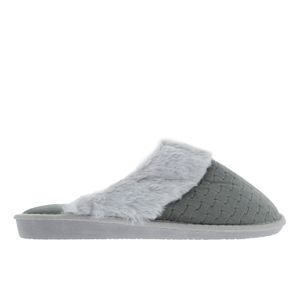 Pantufla color gris claro con peluche D01730085561